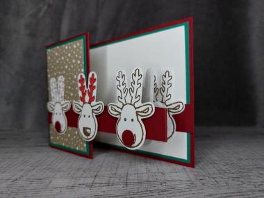 Grußkarte Weihnachten mit Elchen handgemacht